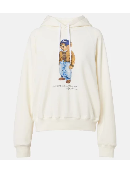 Tricou polo Polo Ralph Lauren cu glugă din jerseu bej