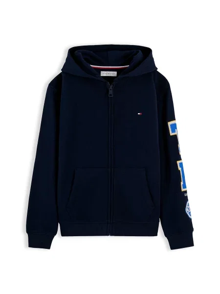 TOMMY HILFIGER Ζακέτα φούτερ ναυτικό μπλε / αζούρ λευκό