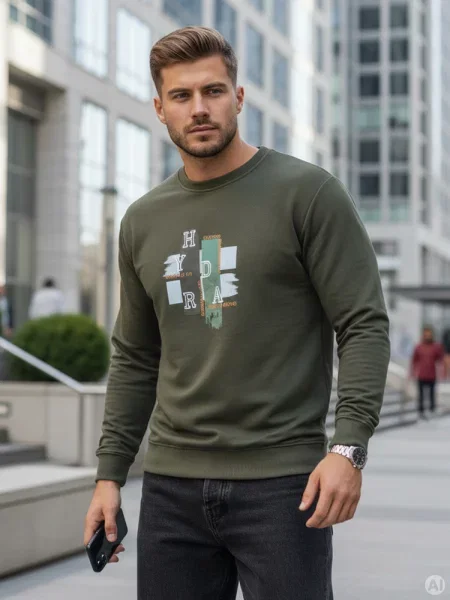 Bluza z nadrukiem khaki Dstreet