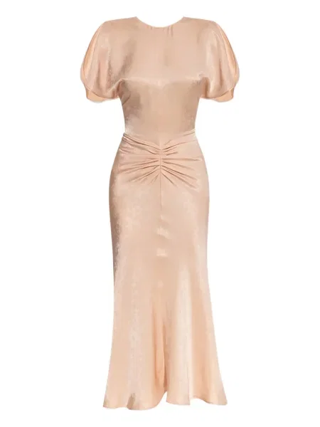 Rochie midi Victoria Beckham drapată până la genunchi de costum roz