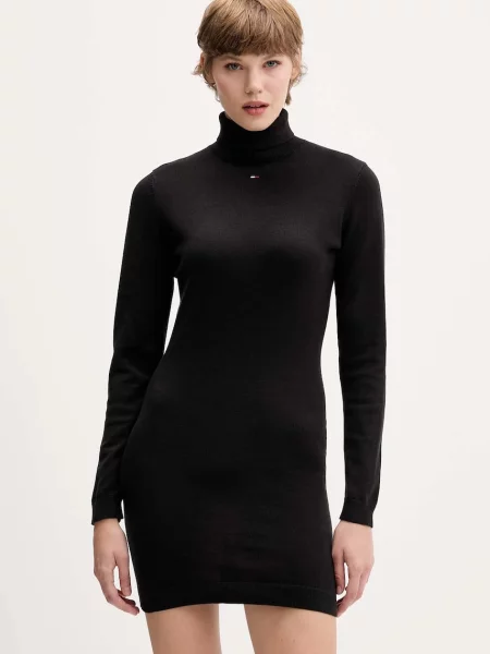 Tommy Jeans pulover de light cu guler negru