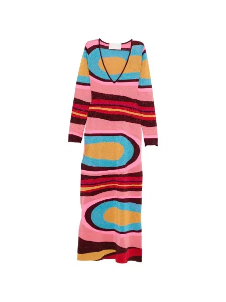 Maksi sukienka maxi Circus Hotel w abstrakcyjne wzory garniturowa różowa