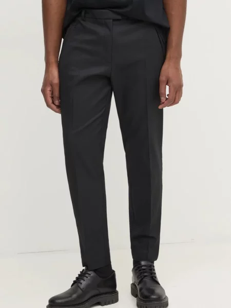BOSS spodnie fason cygaretki high waist czarny