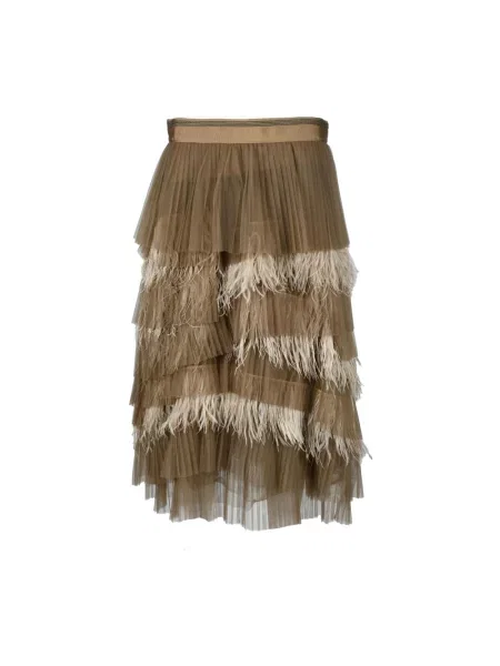 Spódnica midi Brunello Cucinelli do kolan brązowa