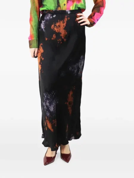 Fusta maxi Mes Demoiselles cu imagine cu imprimeu abstract negru