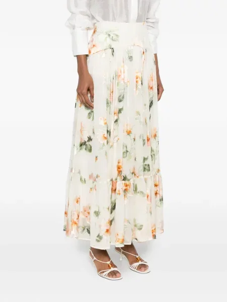 Fusta maxi Zimmermann cu model floral cu imagine alb