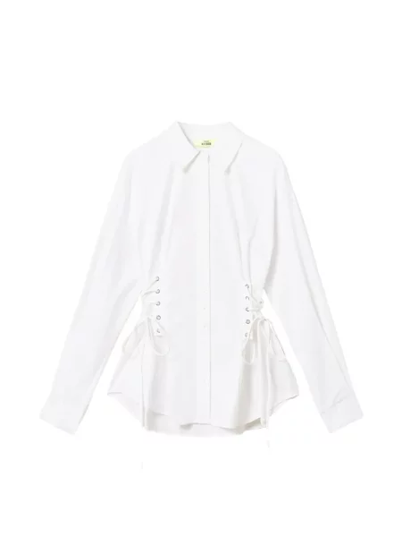 Cămașă Twinset din poplin cu legături alb