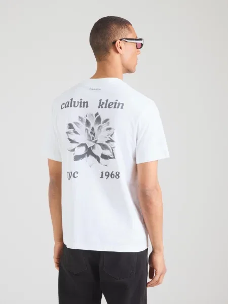 Calvin Klein Jeans Tričko krémová / nebesky modrá / kamenná biela