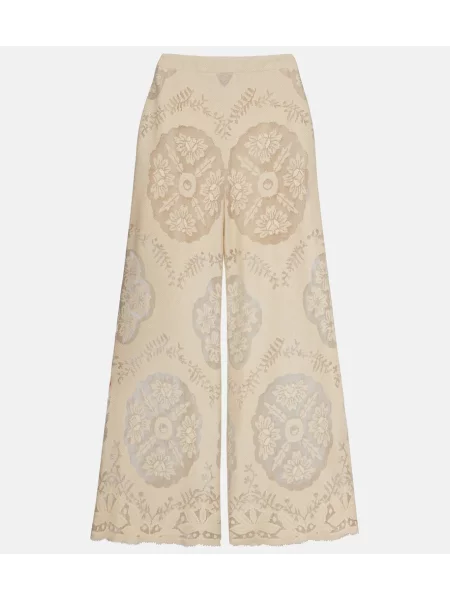 Pantaloni Valentino cu broderie bej
