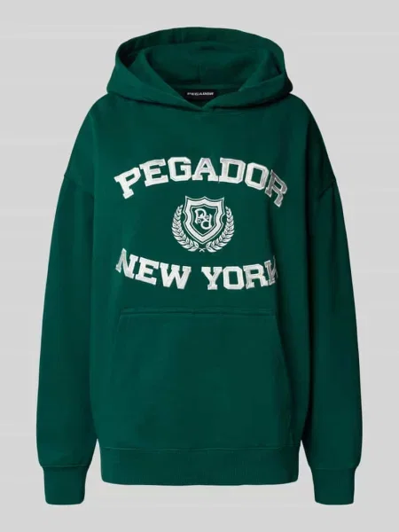 Bluza o kroju oversized z kapturem i wyhaftowanym logo model ‘Frieda’ Pegador
