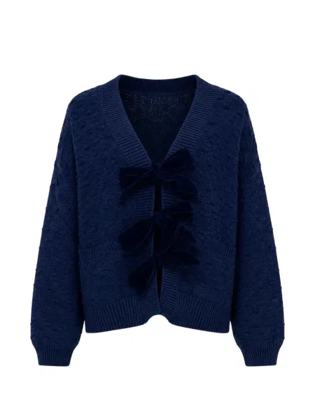 Cardigan Izaak Azanei cu funde tricotate albastru