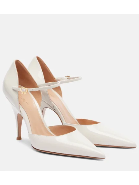 Pantofi cu toc Gianvito Rossi din piele de lac alb