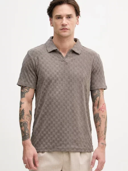 Lindbergh polo z bawełną brązowa