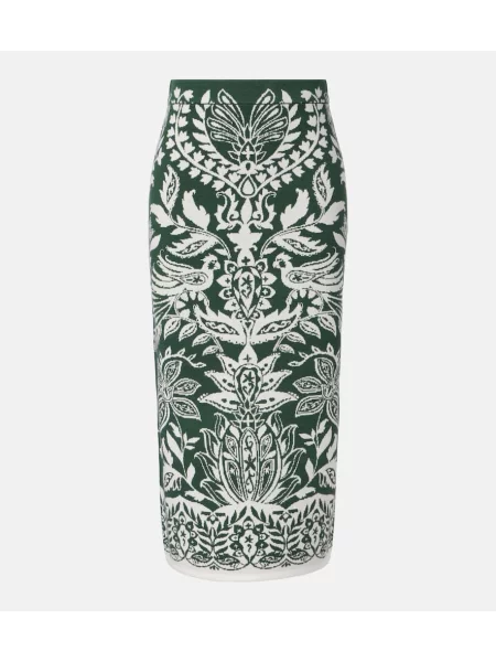 Fustă midi Farm Rio tricotate până la genunchi verde