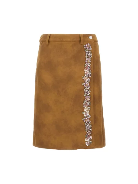 Spódnica midi Des Phemmes do kolan brązowa