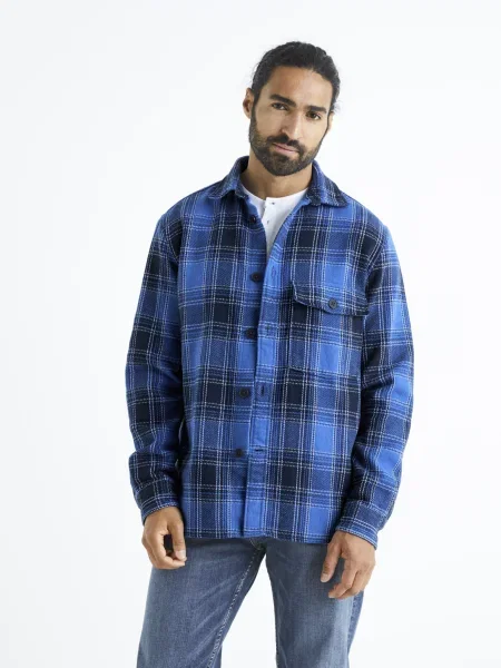 Cămașă în carouri Celio în carouri albastru