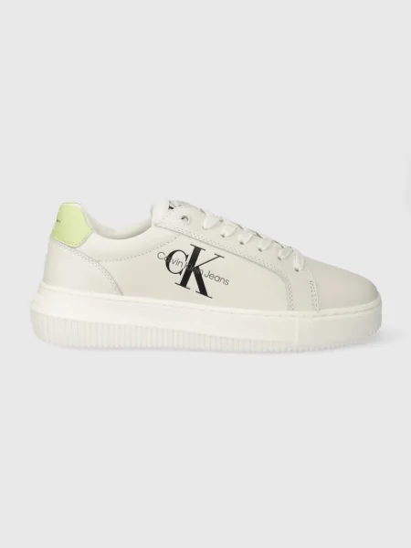 Calvin Klein Jeans Usnjene superge CHUNKY CUPSOLE MONOLOGO W bež