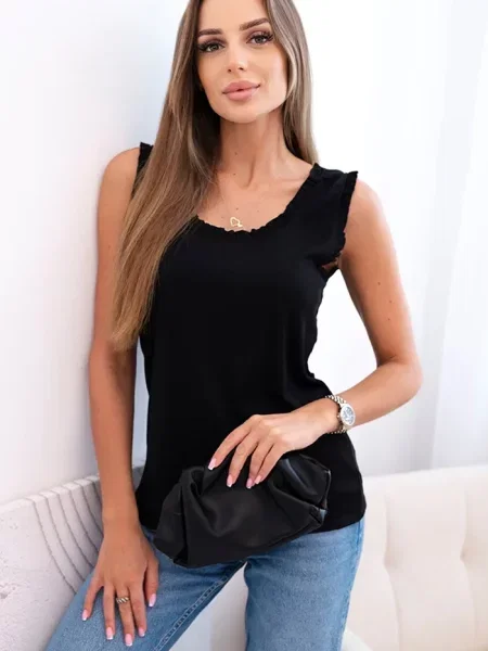 Bluzka Kesi Włoski z falbankami czarna