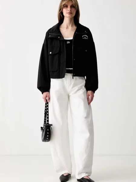 Karl Lagerfeld kratka majica z elastanom črna