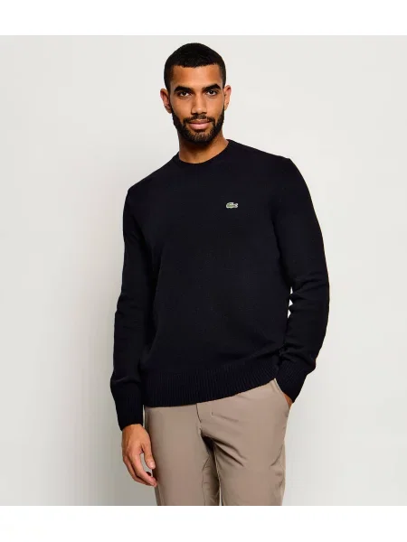 Pulover Lacoste de lână clasic negru