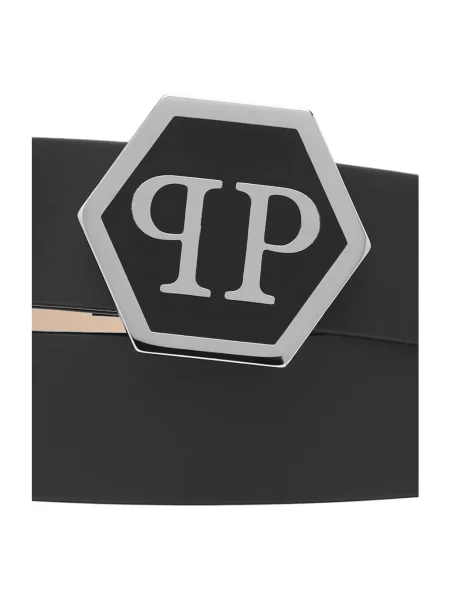 Pasek Philipp Plein skórzany z paskiem czarny