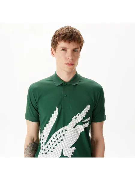 Lacoste Polo O Regularnym Kroju Z Nadrukiem zielony