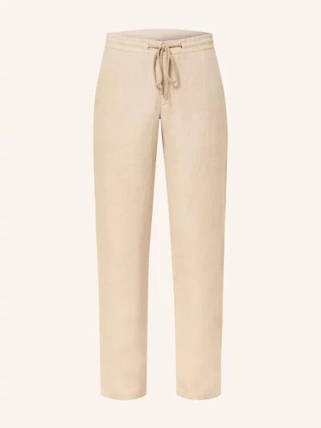 Alberto Lněné Kalhoty House Tapered Fit světle hnědá