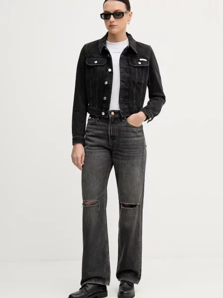 Calvin Klein Jeans De blugi geacă | Cropped Fit negru