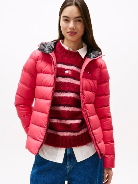 Tommy Jeans geacă de puf roz