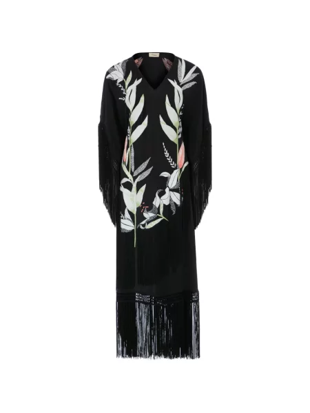 Rochie midi Temperley London cu franjuri negru