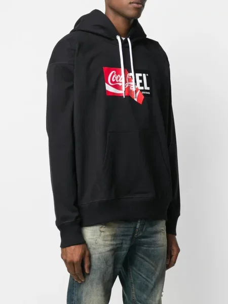 Hoodie Diesel με αυτόγραφο μαύρο