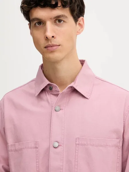 Джинсова сорочка United Colors of Benetton regular класичний комір рожевий