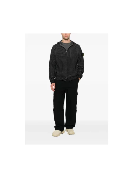 Dzianinowy kardigan Stone Island z kamieniami czarny