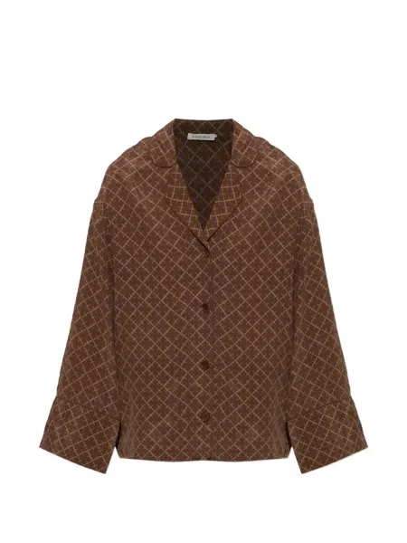 Cămașă By Malene Birger cu imagine cu imprimeu geometric maro