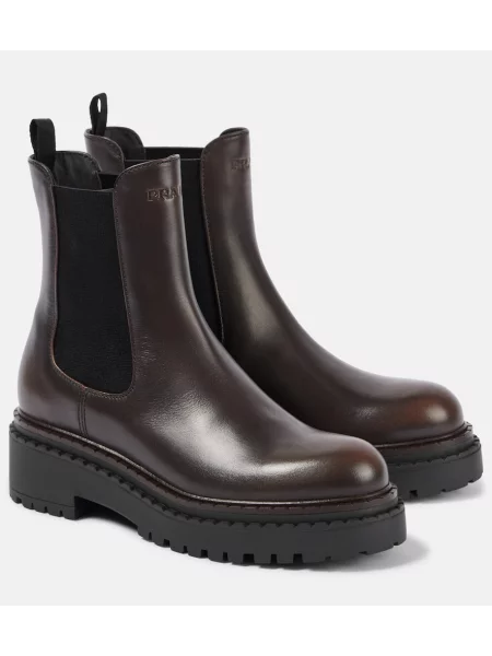 Botine chelsea Prada din piele maro