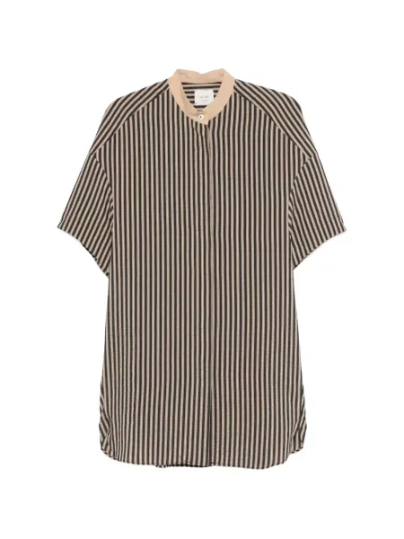 Kołnierzykowy sukienka mini Alysi w paski garniturowa czarna