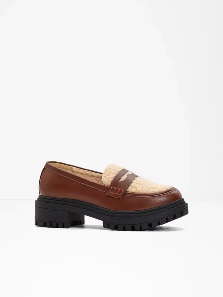 Loafersy chunky brązowe