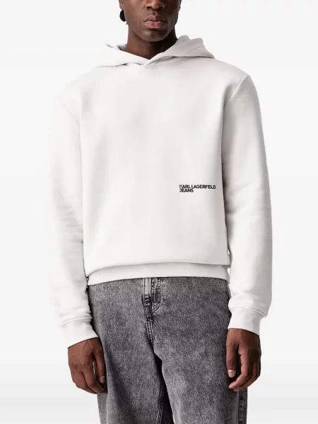 Hanorac cu glugă Karl Lagerfeld Jeans cu imagine alb