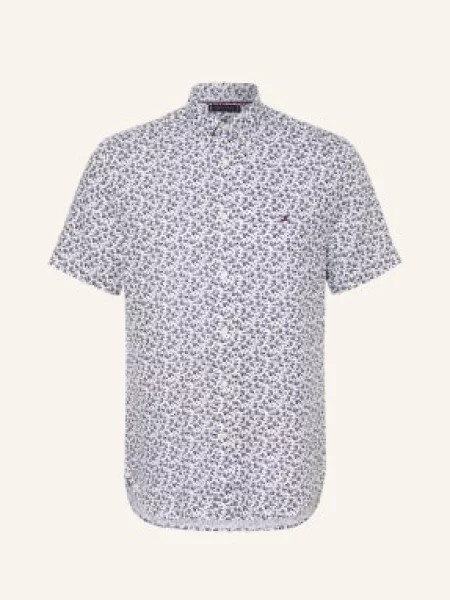 Tommy Hilfiger Koszula Z Krótkim Rękawem Regular Fit Z Lnu weiss biała
