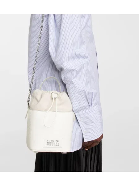 Geantă bucket Maison Margiela din piele alb