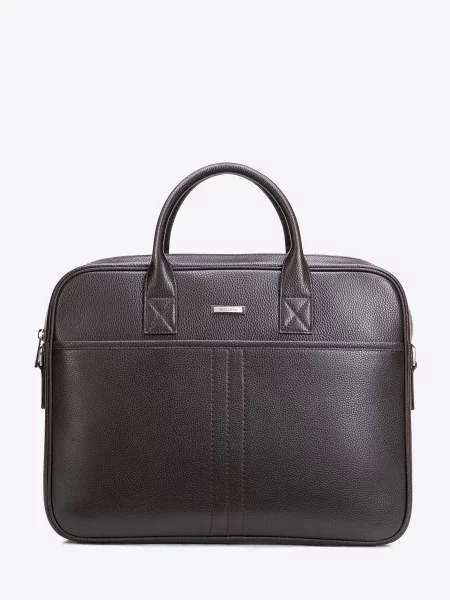 Torba na laptopa ze skóry naturalnej groszkowej ciemny brąz