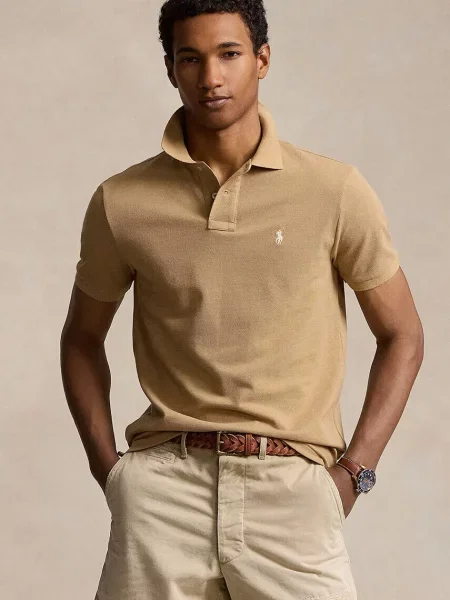 Polo majica Polo Ralph Lauren bez uzorka bež