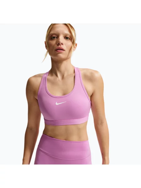 Sportmelltartó Nike Swoosh Medium Support Light Magenta/White. Méret: S fehér