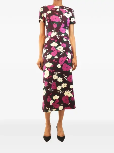 Rochie midi Erdem cu model floral cu imagine violet