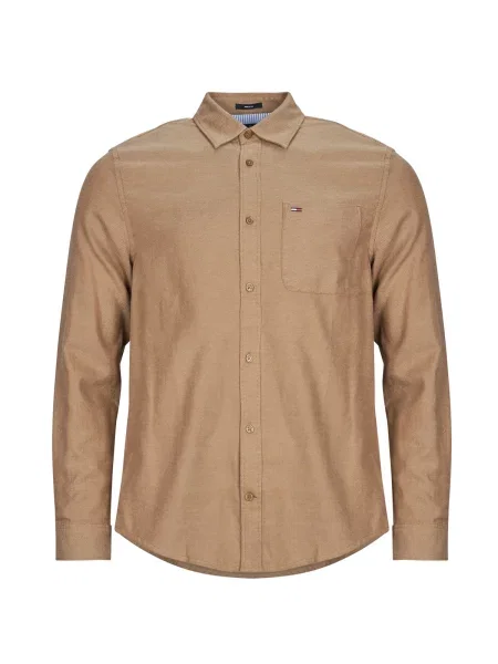 Flanel srajca Tommy Jeans z dolgimi rokavi bež