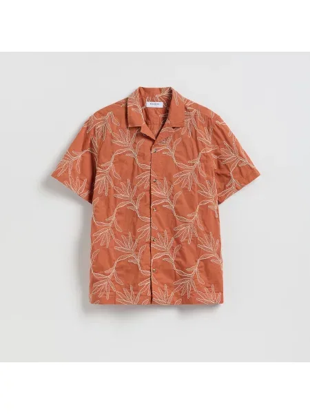 Reserved Košile regular se výšivkou jantarová