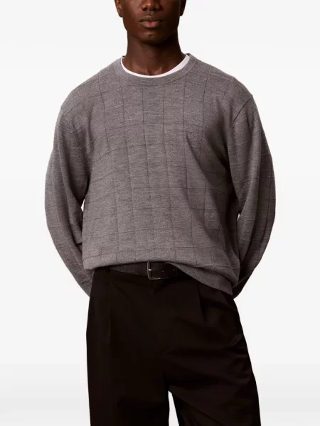 Πουλόβερ Calvin Klein με κέντημα γκρι