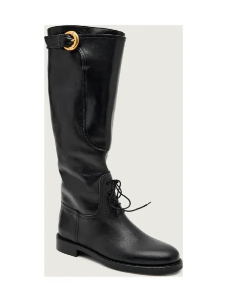 Weekend Max Mara ghete de piele Visby cu plat negru