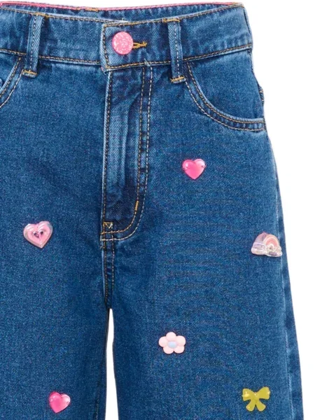 Szerokie jeansy dziecięce Billieblush niebieskie