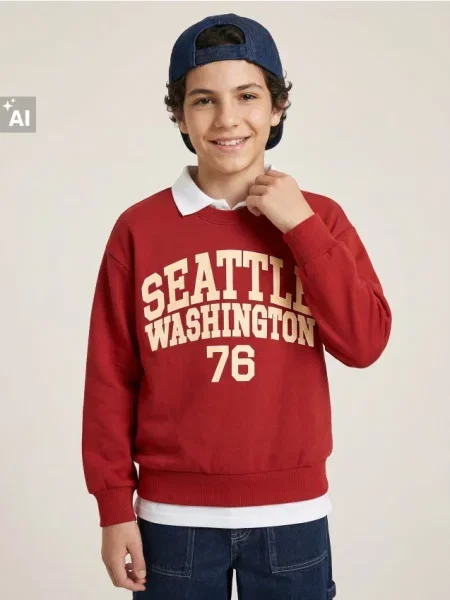 Sinsay Crewneck mikina s nápisem burgundy